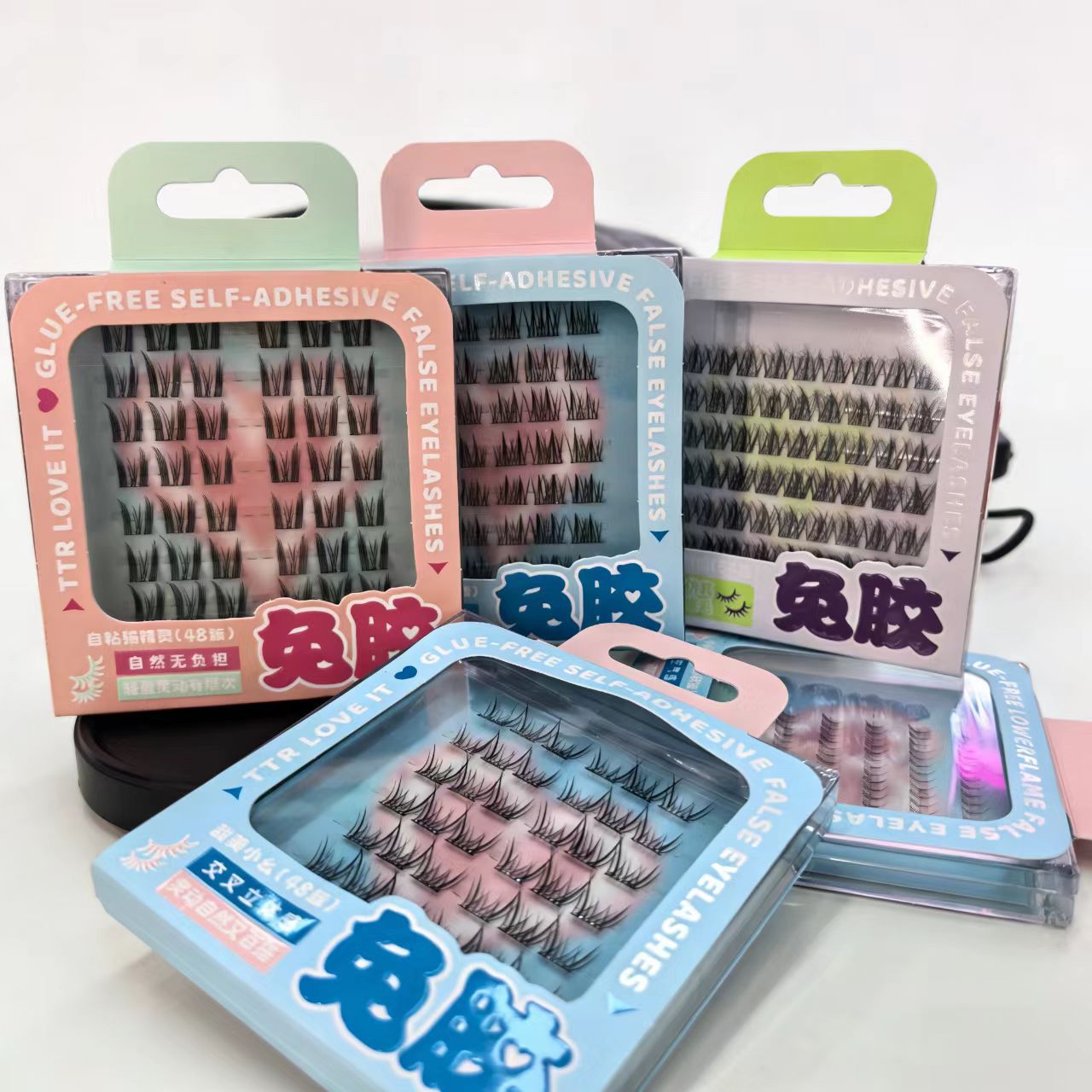 TTR tres segundos corazón conejo pegamento pestañas postizas lady emulación curly enrollado pestañas perezoso cola de pez pura sensualidad gato manga ojo ciliar