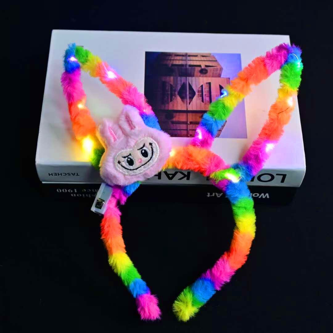 New plush luminous and flashing cartoon hairband headband with 14 lights, plush luminous headwear manufacturer wholesale hair accessories Application Scenario