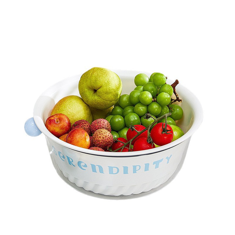 Kitchen double-layer draining basket, high appearance level sink, multi-functional storage basket, large-capacity fruit washing box, plastic storage box Item Picture