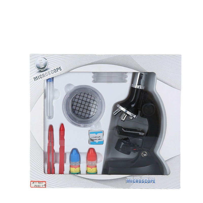 Children's teaching biological microscope 900x experimental equipment toolbox set, ABS lens body optical lens Application Scenario