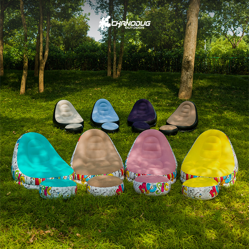 Outdoor inflatable sofa chair, portable camping Internet celebrity, thick velvet lazy sofa, bedroom home leisure folding bed Specification image
