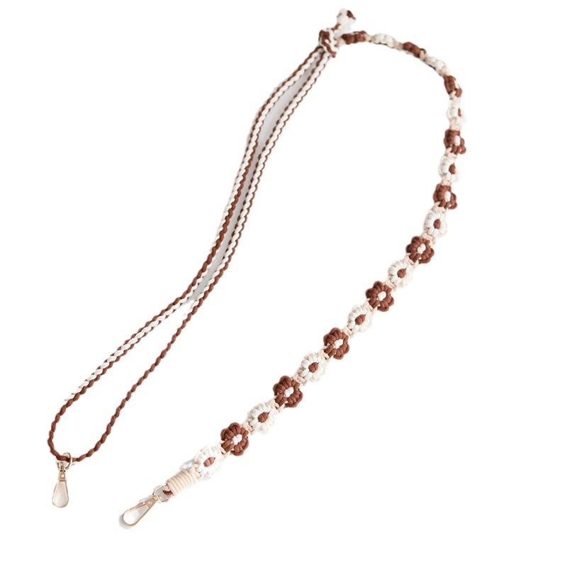 可调节手机挂绳编织相机背带 ins高颜值雏菊花朵斜挎挂脖手机挂链白底实物图