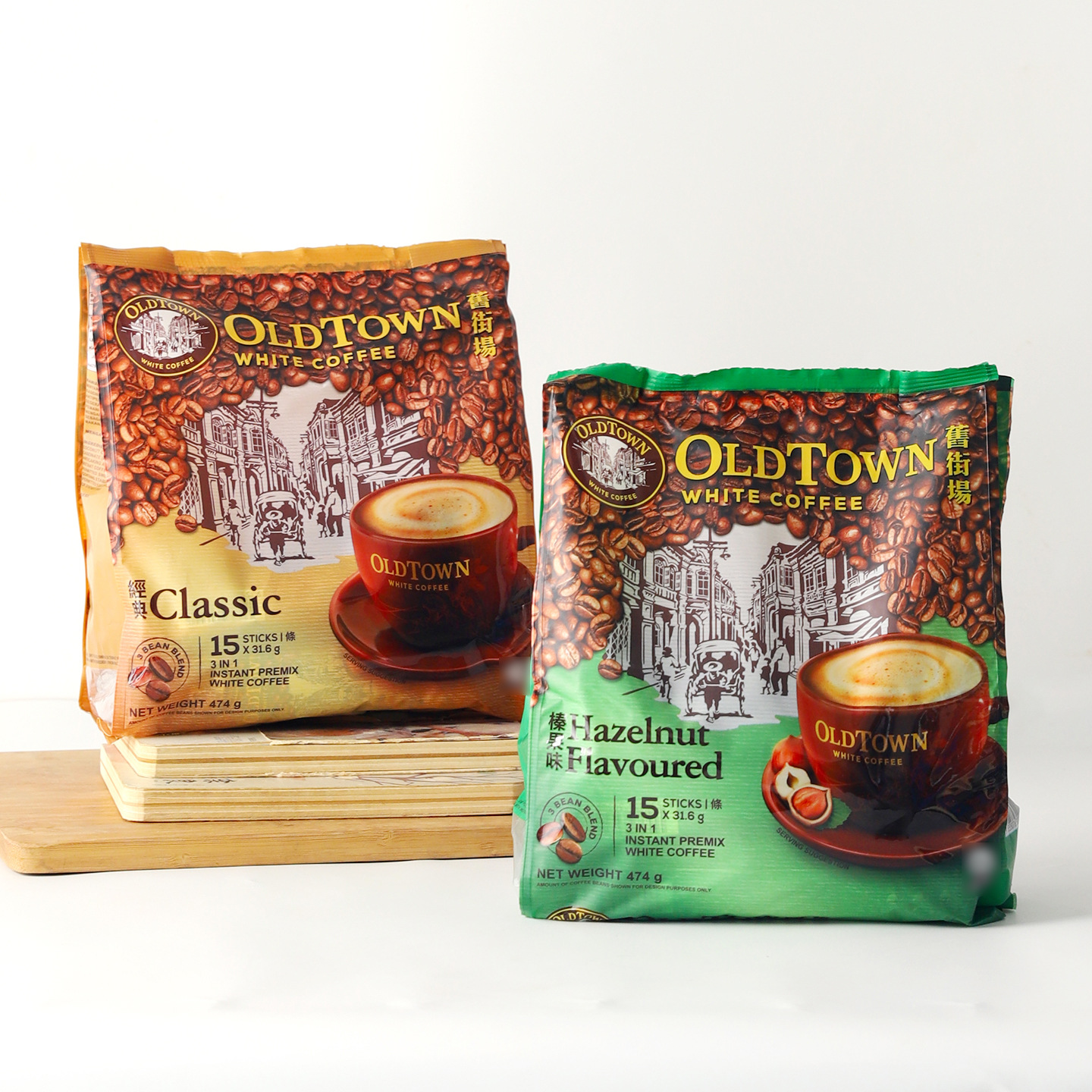 马来西亚进口 旧街场即溶白咖啡榛果白奶茶经典原味休闲固体饮料细节图