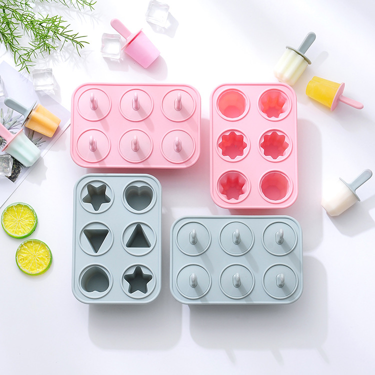 Simple, handcrafted DIY DIY 6-piece silicone ice cream Popsicle mold, ice box Popsicle mold in stock