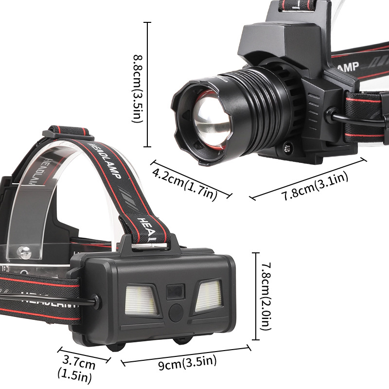 New cross-border white laser dual-source and triple-source ultraviolet lamp digital display with output long-range strong light zoom headlamp Item Picture