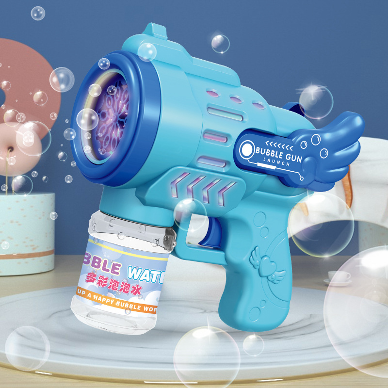 New type of hand-held bubble machine for boys and girls, children's wedding special Angel fully automatic light bubble gun toy Specification image