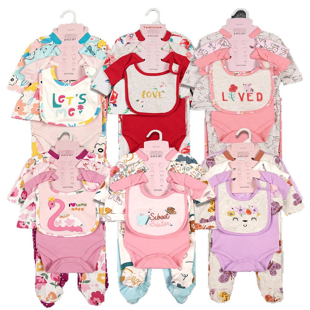 Wholesale of 8-piece sets of European and American baby crawling clothes, baby warm clothes, cotton-padded bottom clothes and children's autumn clothing Item Picture