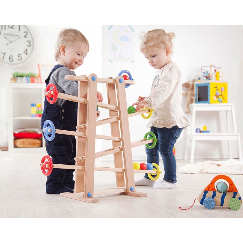 德国疯狂急速过山车轨道急速赛车滑道滚球游戏全榉木轨道玩具细节图