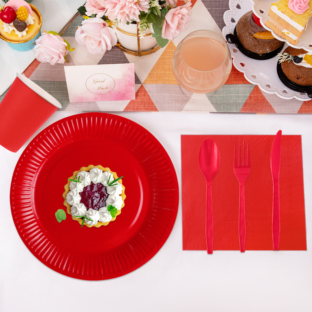一次性餐具/一次性点心盘/环保一次性餐具/一次性餐具套装/纸杯纸盘细节图