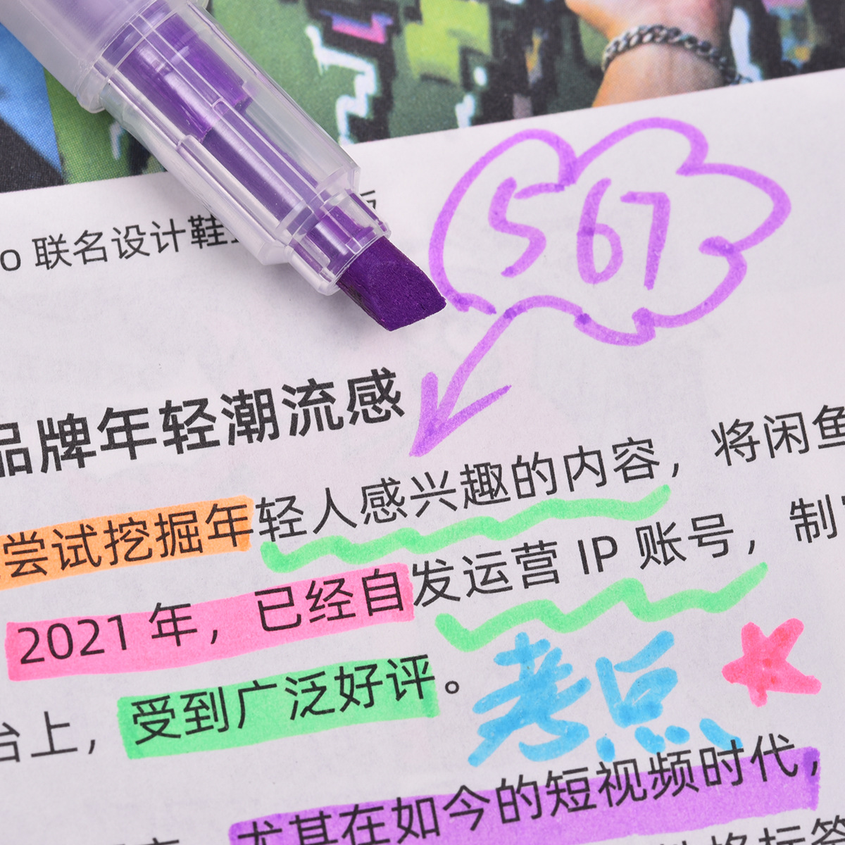 Factory direct supply of double-headed highlighters. Zhongshi Shopping cooperative highlighters: Weiya Hui 22399 Specification image