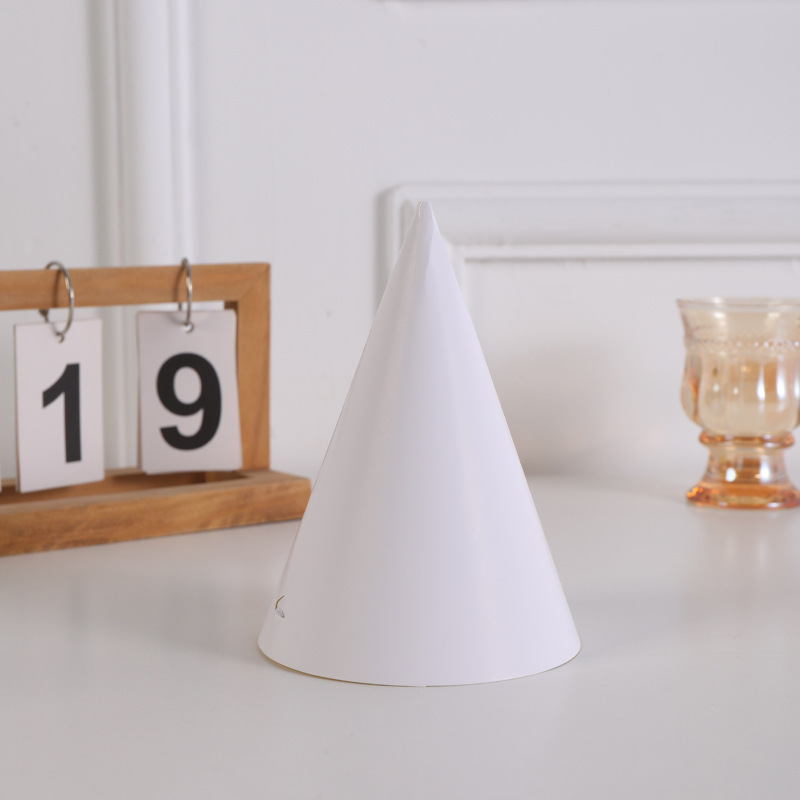 diy hand-painted birthday hat, festive party outfit, conical hat, solid color triangular birthday hat, white