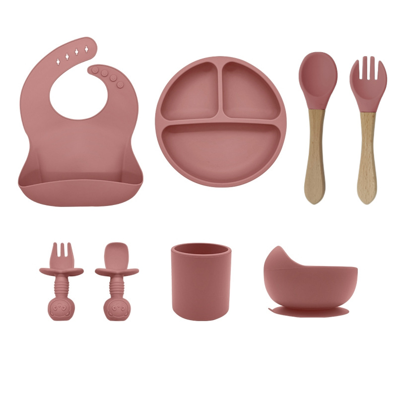 硅胶宝宝餐具/硅胶制品/不锈钢硅胶宝宝餐具/不锈钢宝宝餐具/玩具白底实物图