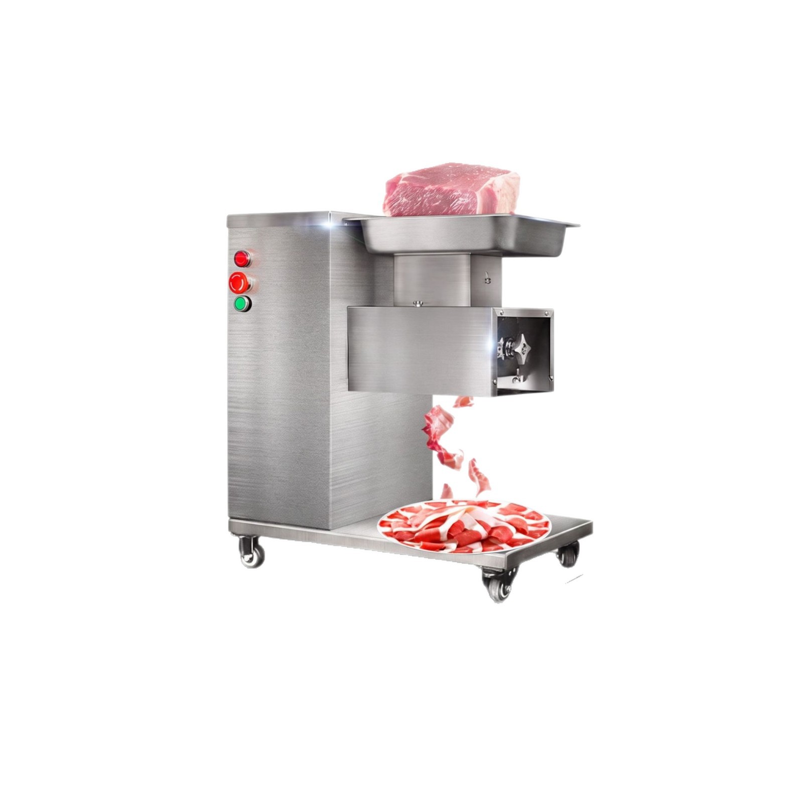 Commercial stainless steel fresh meat slicer, canteen braised meat and beef slicing and shredding machine, fully automatic vertical meat slicing equipment Item Picture