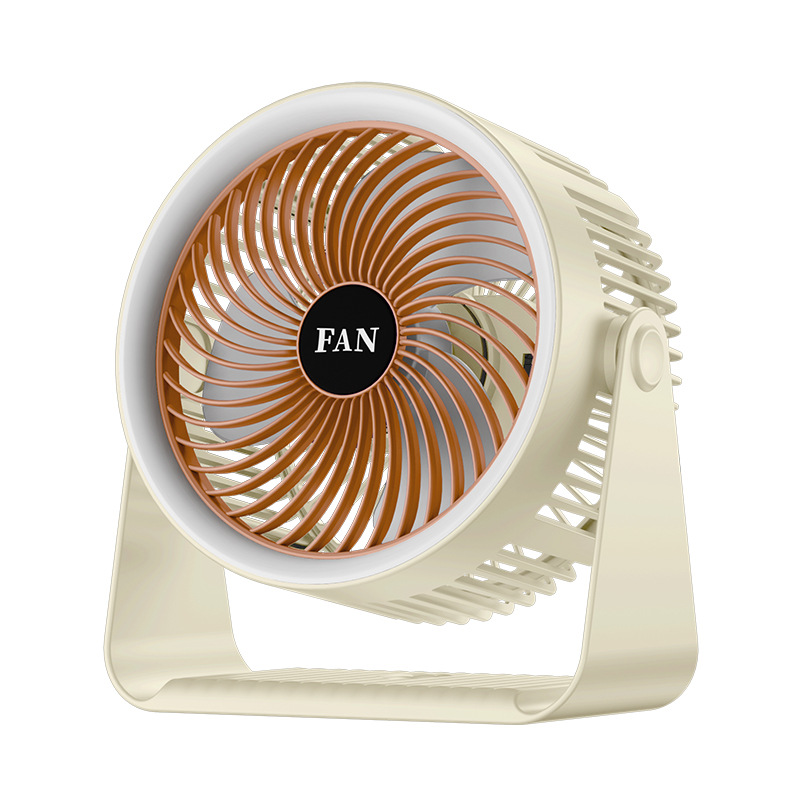 New USB charging desktop fan, portable home dormitory fan, marquee light, large battery air circulation fan Item Picture