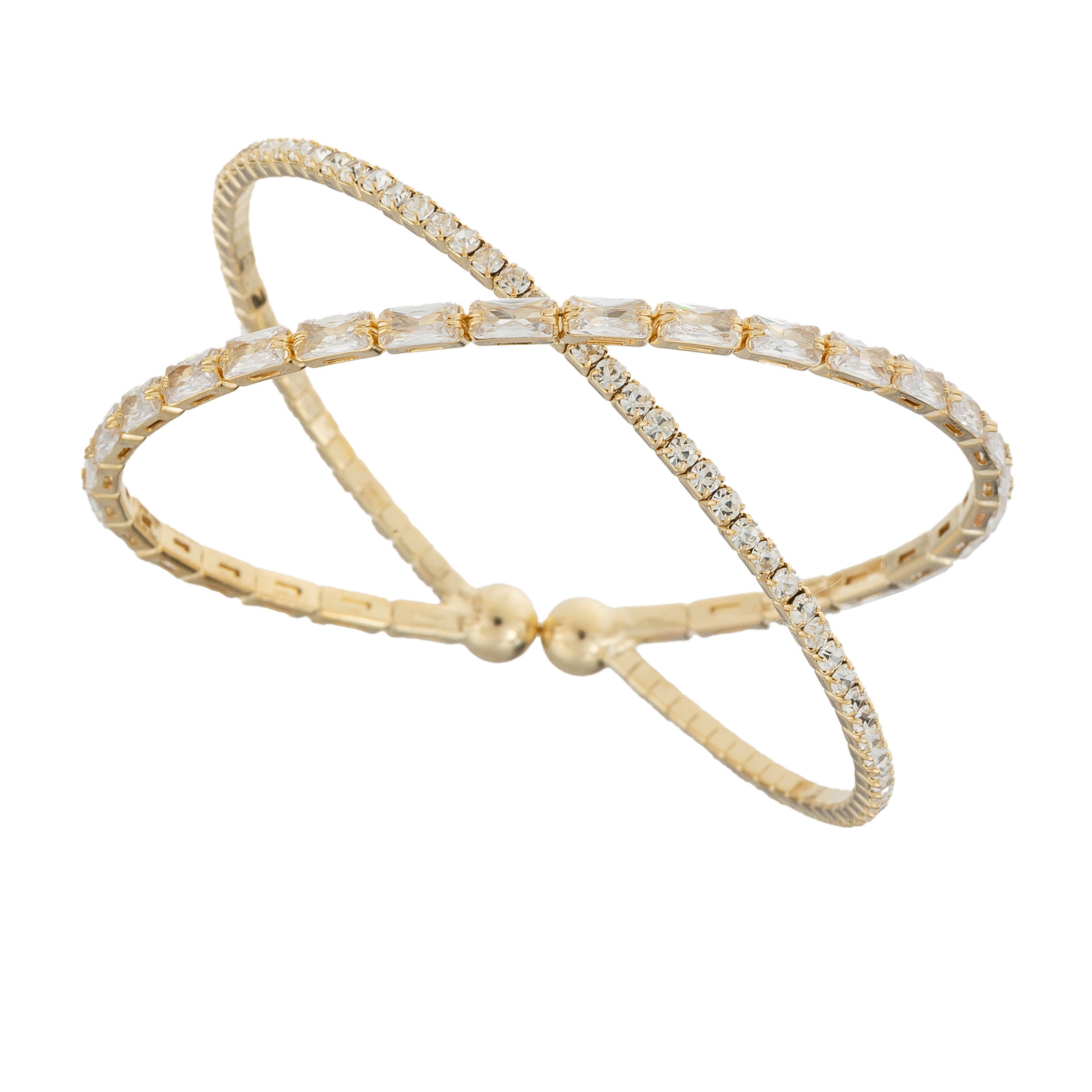 Aliexpress's best-selling cross-border style 2-row cross-shaped three-dimensional zircon bracelet, a versatile water diamond bracelet for women's banquets full figure