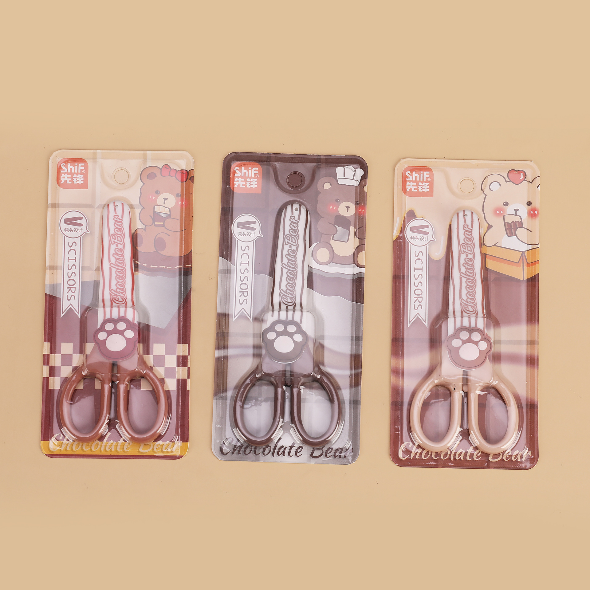 Pioneer 1281 Cartoon student paper-cutting small scissors for children and primary school students, with safety protection cases details Picture