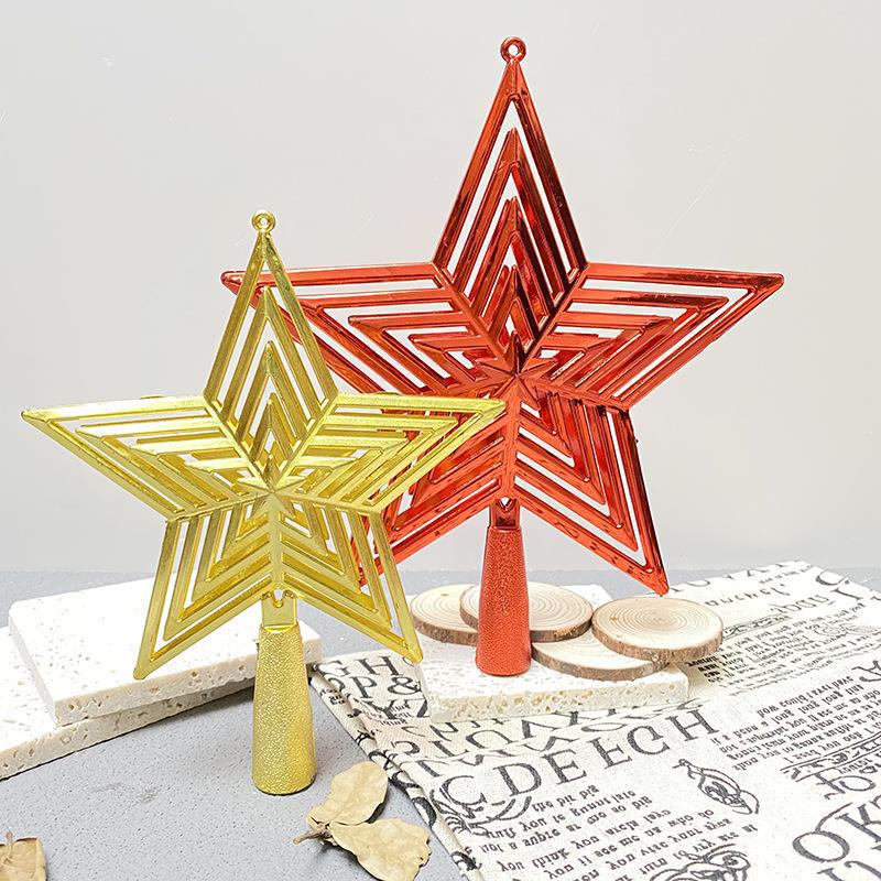 Christmas tree top star five-pointed star pendant, plastic tree top star Christmas festival decoration items, cross-border exclusive supply