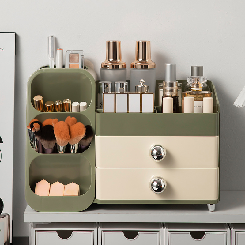 Cosmetics storage box, desktop with a high-end feel, dressing table, lipstick and eyebrow pencil organization box, large-capacity skin care product rack
