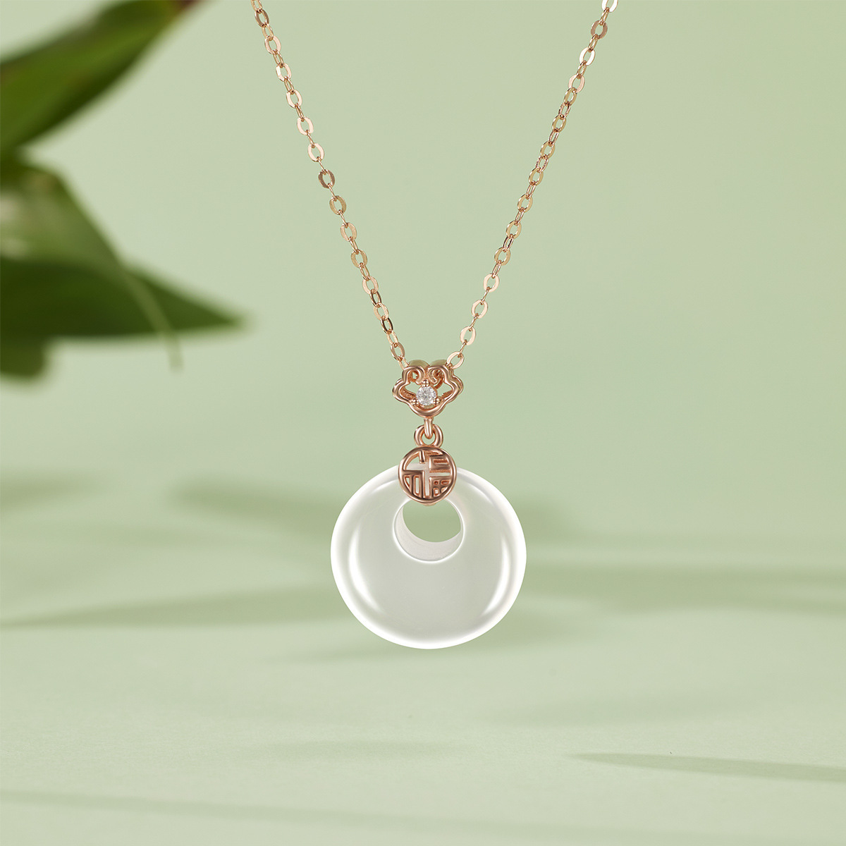 Chalcedony Blessing and peace Pendant necklace for women, new Chinese-style national trend Auspicious Cloud blessing brand white jade pendant full figure