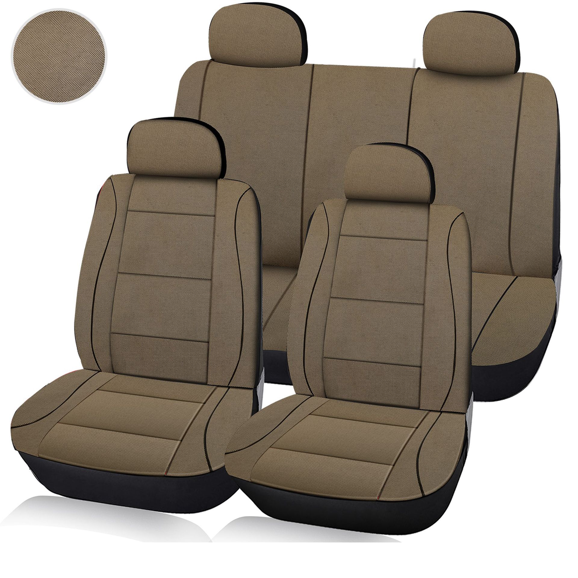 外贸汽车座椅套10件套座垫全包透气涤纶布压条全车五座四季通用产品图