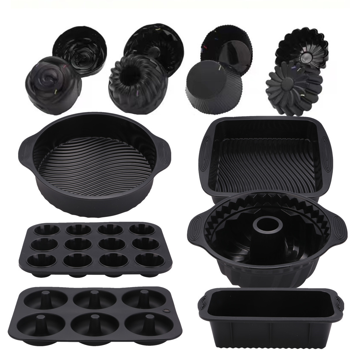 亚马逊新蛋糕模具30件套烘焙套装马芬杯蛋糕模具硅胶烤盘吐司模具产品图