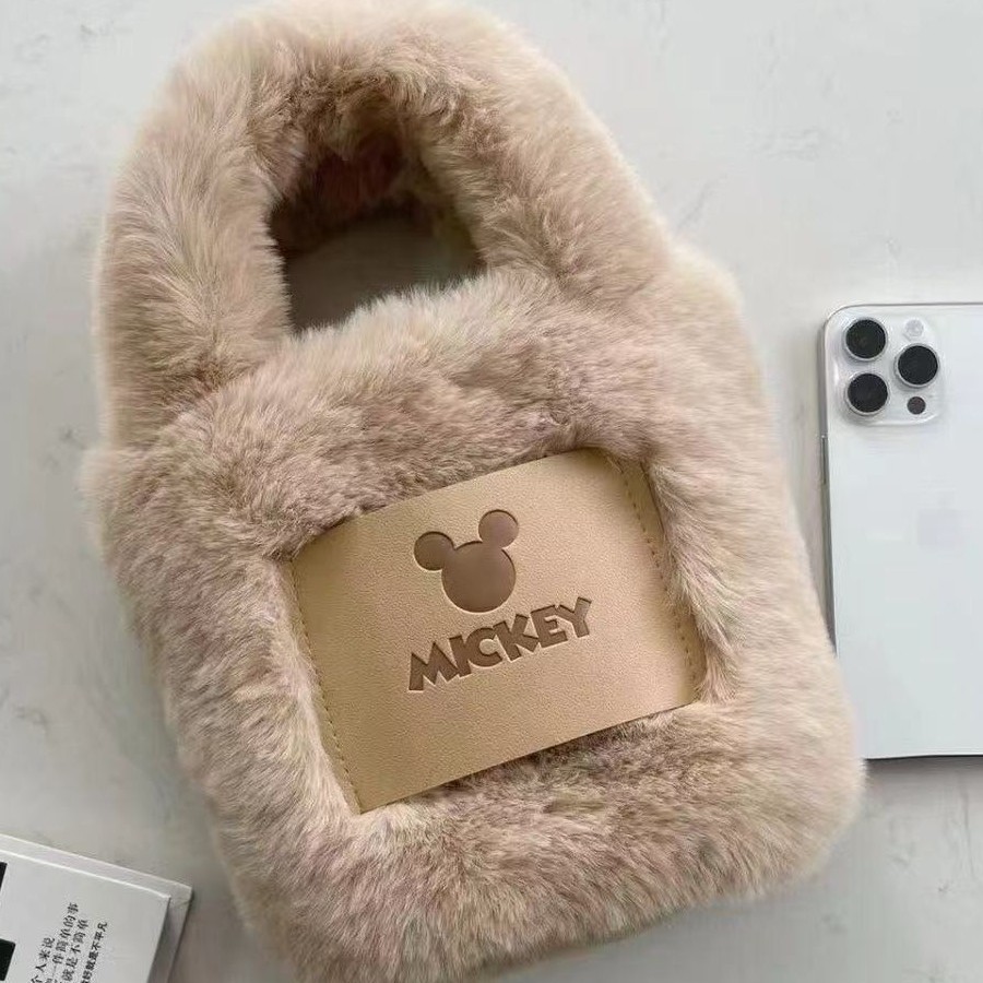 New Mickey Mouse fur bag for autumn and winter, versatile plush crossbody bag, cute Korean bucket bag, chain crossbody bag for girls details Picture