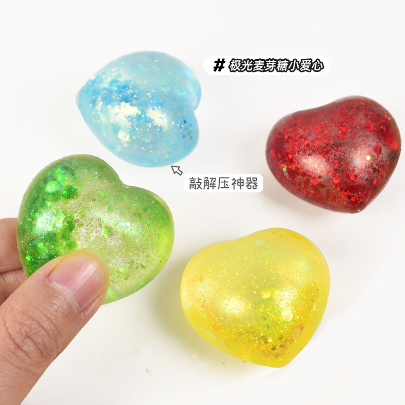 Maltose slow Rebound Heart-shaped Pinching Fun Stress-relieving and venting small toys Mini heart-shaped Pinching Fun factory wholesale Specification image
