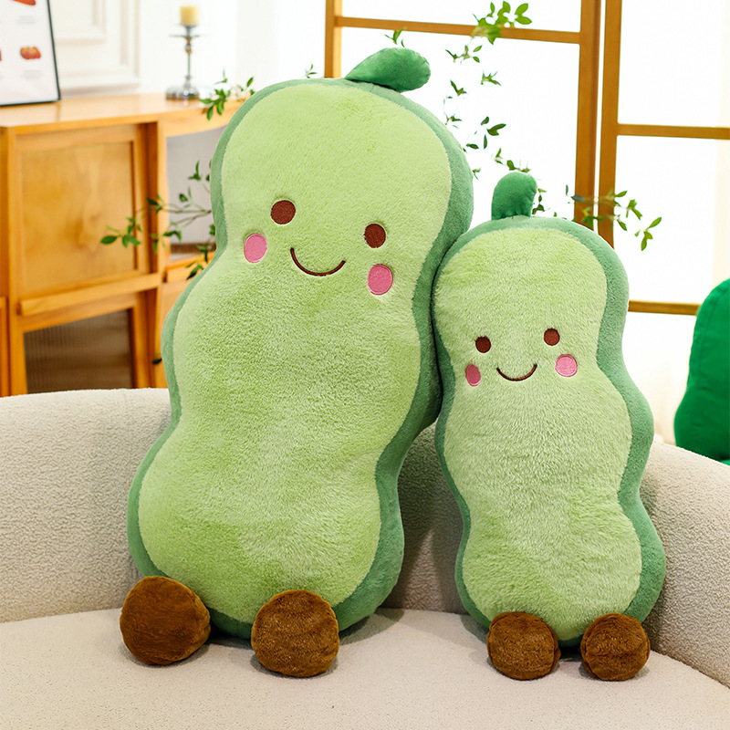 New cute pea throw pillow plush toy, living room sofa pea figurine doll, a gift for girls and children