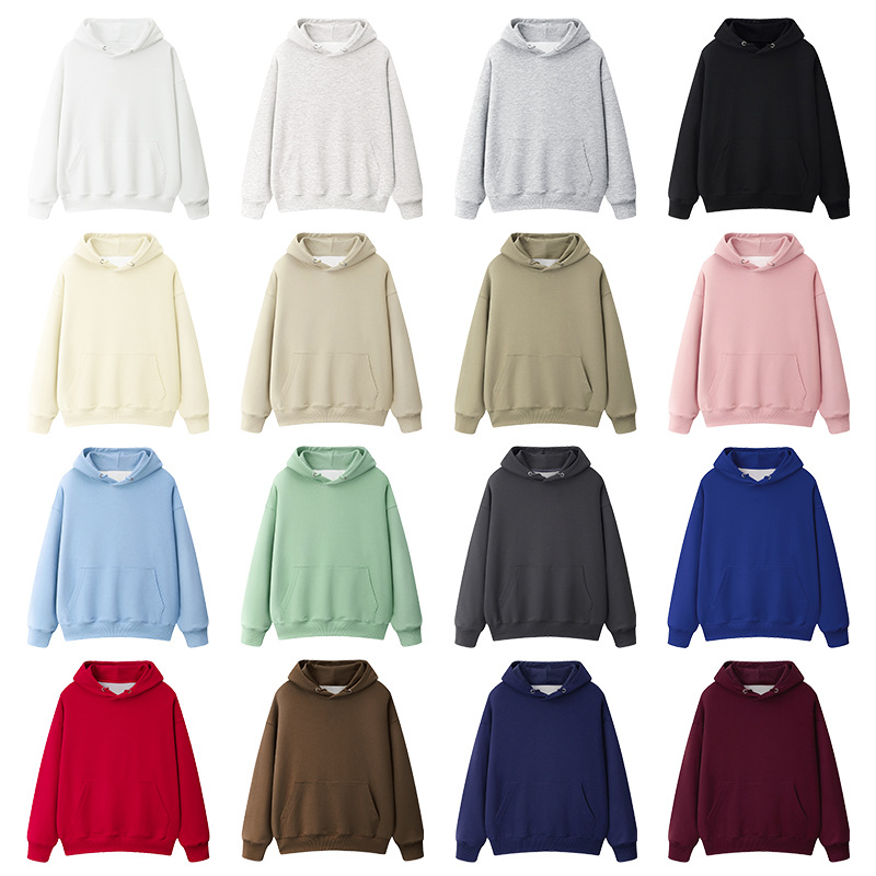 纯棉加绒加厚连帽卫衣光板落肩空白卫衣宽松大码女装秋冬卫衣女