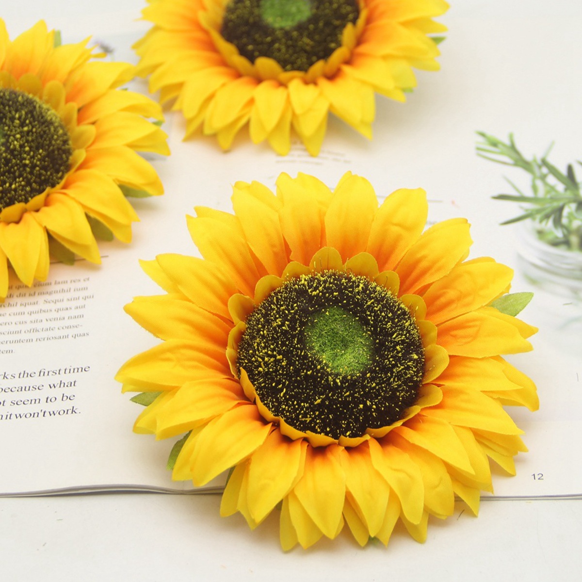 仿真向日葵花头太阳花头绿植 DIY植物配件摄影道具装饰花现货批发