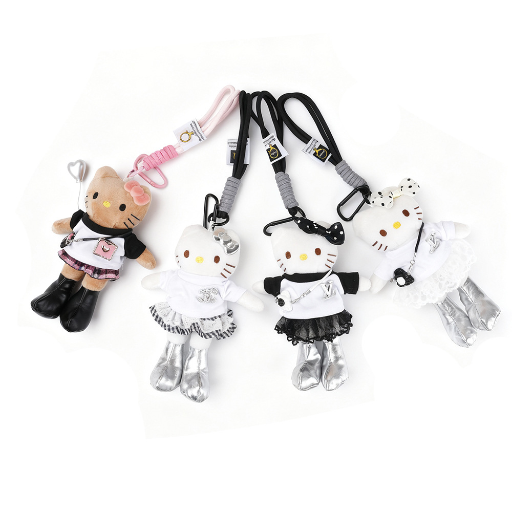 Hepburn style Amazon long-legged kitty plush toy pendants, couple backpacks, keychains, accessories, birthday gifts Item Picture