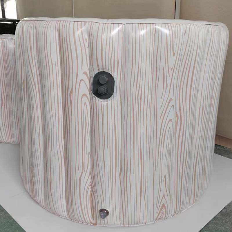 PVC冰泡澡桶加厚加大自动充气木纹折叠免安装冰浴桶婴儿游泳水池详情图2