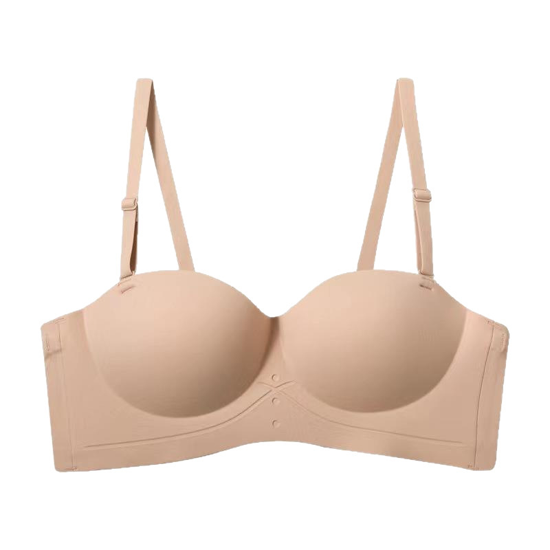Media copa de cabello generación de lencería para mujeres pecho pequeño mostrar grande sin tirantes engrosado colección parche lactancia anticaída sin aros sujetador Item Picture