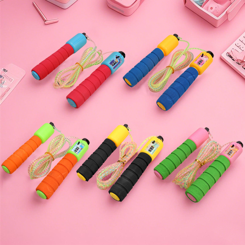 Rubber cotton sponge handle counting skipping rope, student high school entrance examination sports goods, adult fitness variety skipping rope, rope Specification image