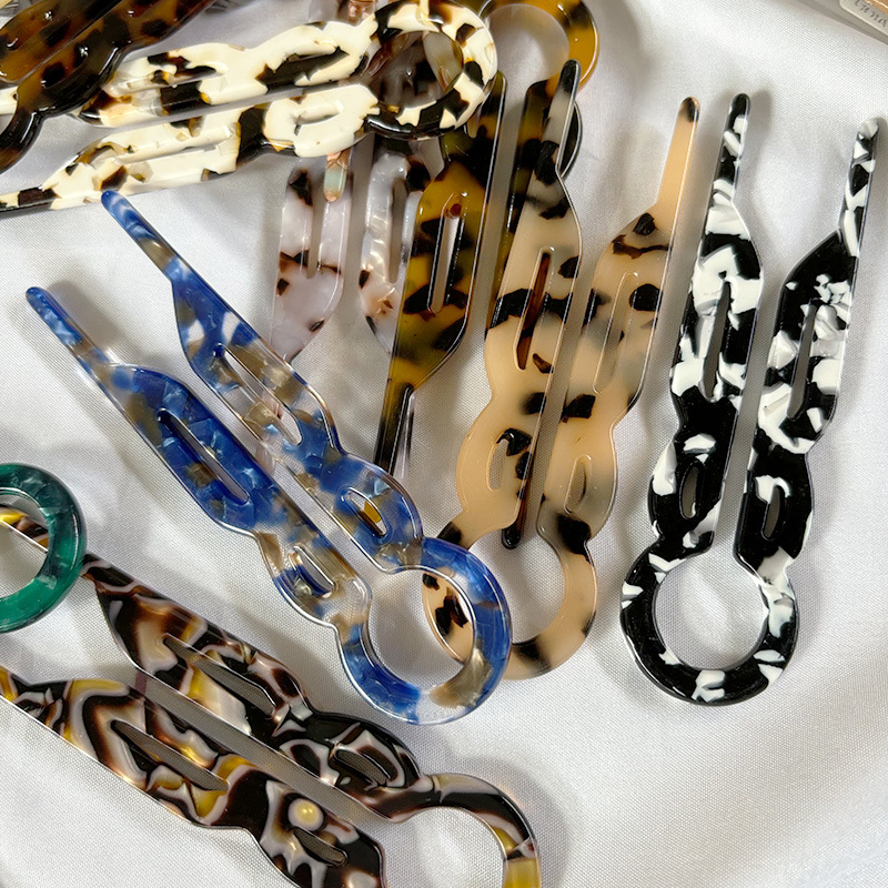 New Chinese-style acetic acid U-shaped hairpin with a high-end feel, back head coiled hairpin, headpiece, bun hairstyle, ancient-style Hanfu hairpin details Picture