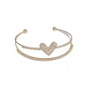 This exquisite, fashionable and light luxury zircon heart-shaped double-layer open bracelet from Japan and South Korea is unique, versatile, and exudes a high-end and dazzling charm. It's a perfect accessory for women Item Picture