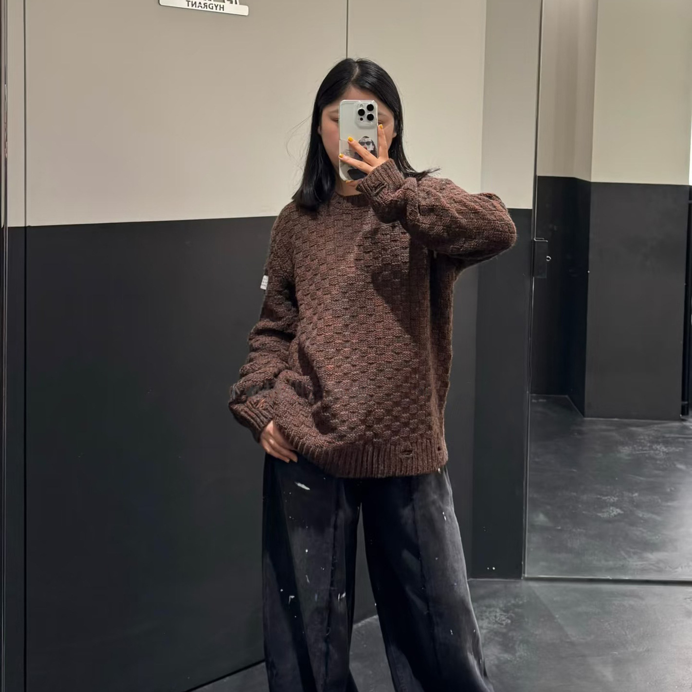 Maillard classic coarse-knit blended yarn round-neck pullover knitted sweater for women with a niche design in the 2025 autumn/winter collection Specification drawing