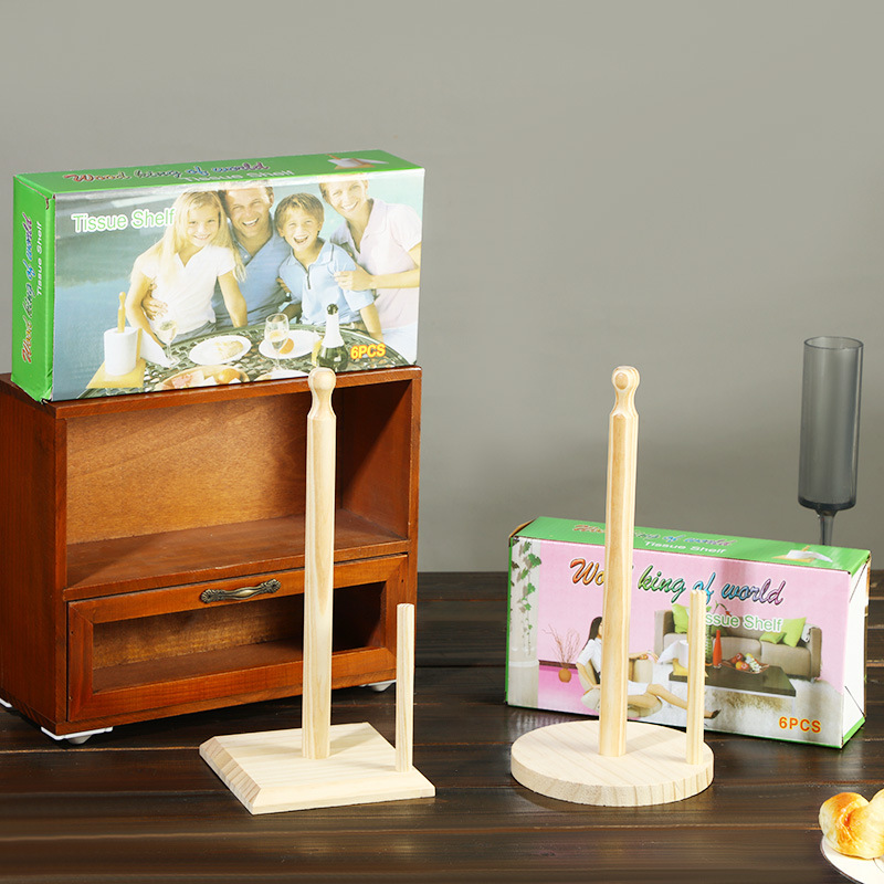 跨境直供立体松实木纸巾架家居浴室厨房洗手间卷纸架厨房纸置物架