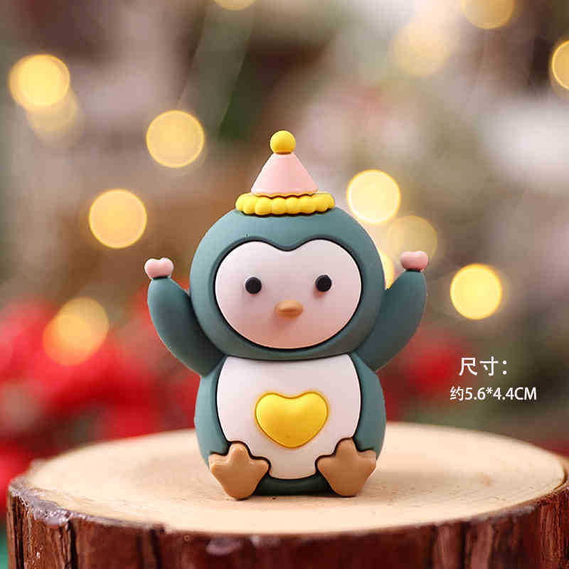 版权圣诞节蛋糕装饰摆件软胶圣诞快乐老人雪人麋鹿圣诞树派对插件白底实物图