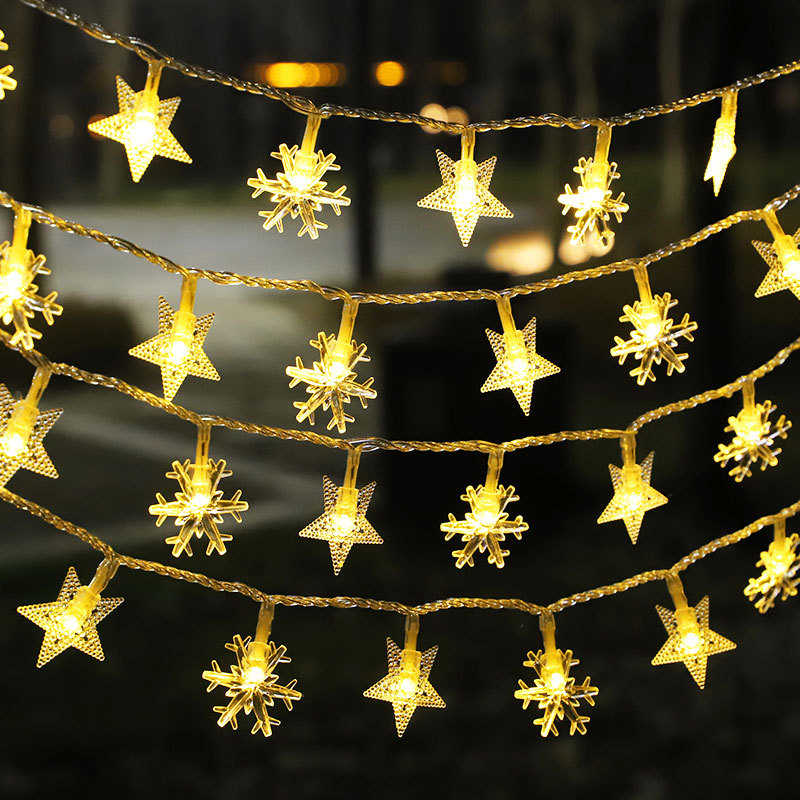 跨境五角星灯串电池星星彩灯婚庆节日氛围灯满天星圣诞装饰灯批发