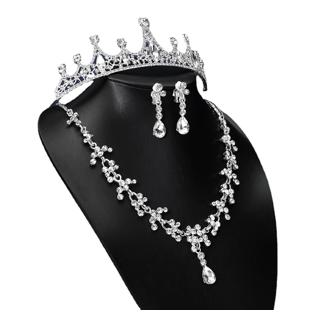 Luxurious bride chain, Korean-style bride accessories, high-end wedding accessories set, crown necklace, earrings Item Picture