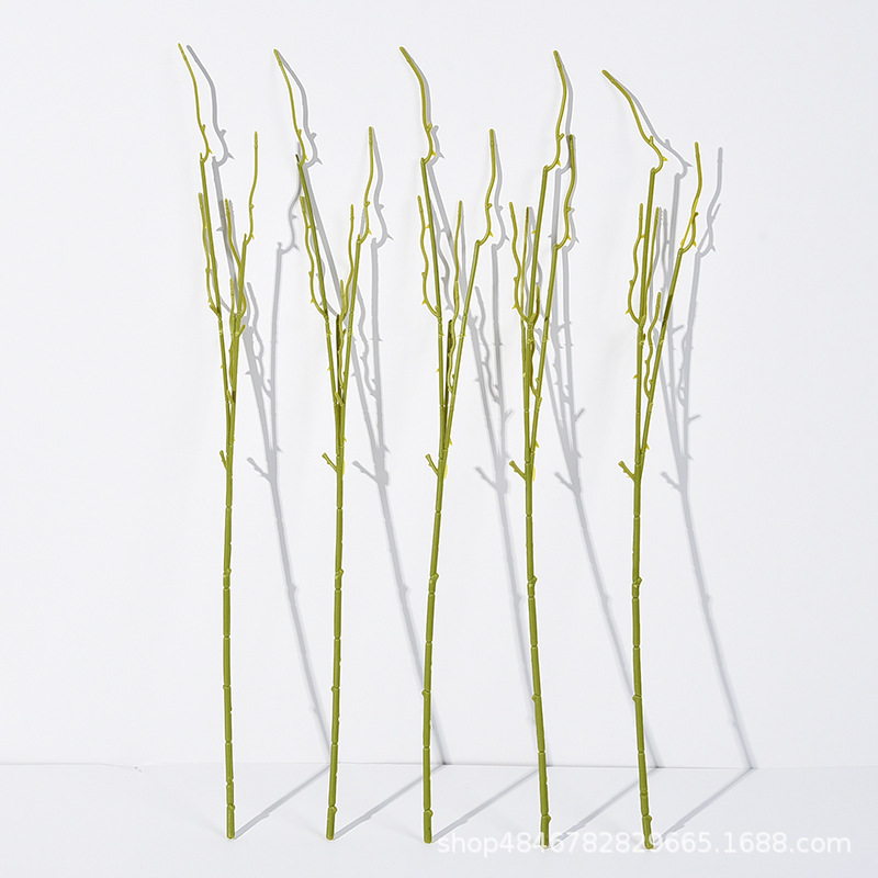 洋甘菊杆子半成品仿真绿植把束柳叶空塑料配件花艺花材批发高仿真