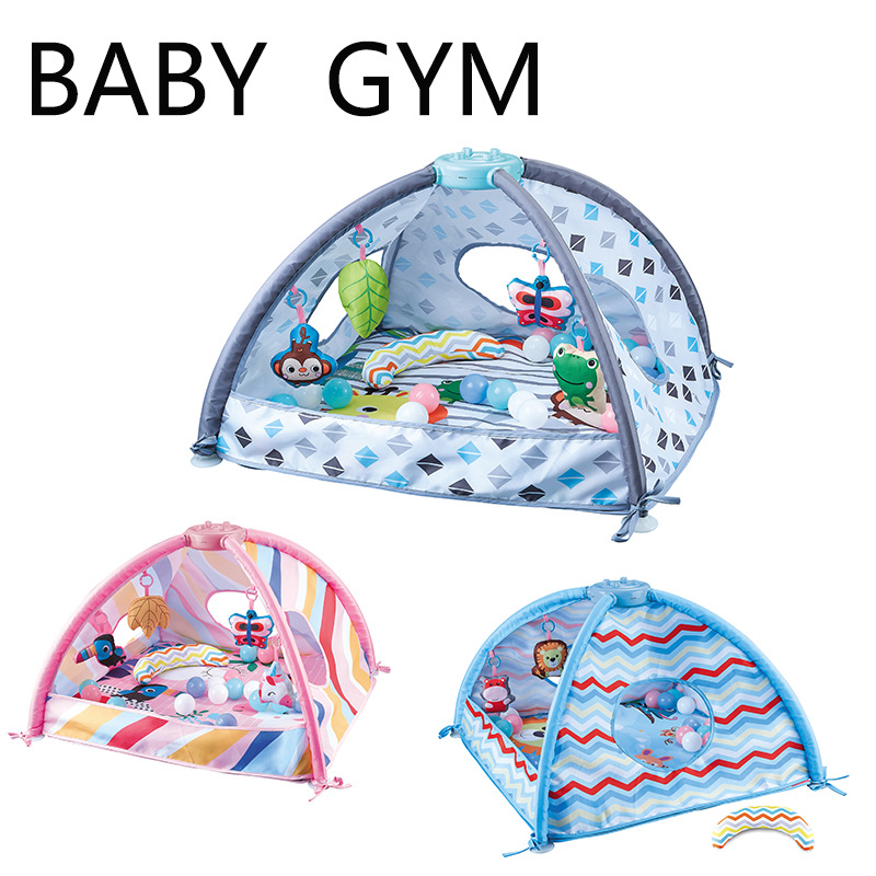 新款婴儿健身架海洋球池游戏垫宝宝爬行地毯可折叠音乐互动玩具