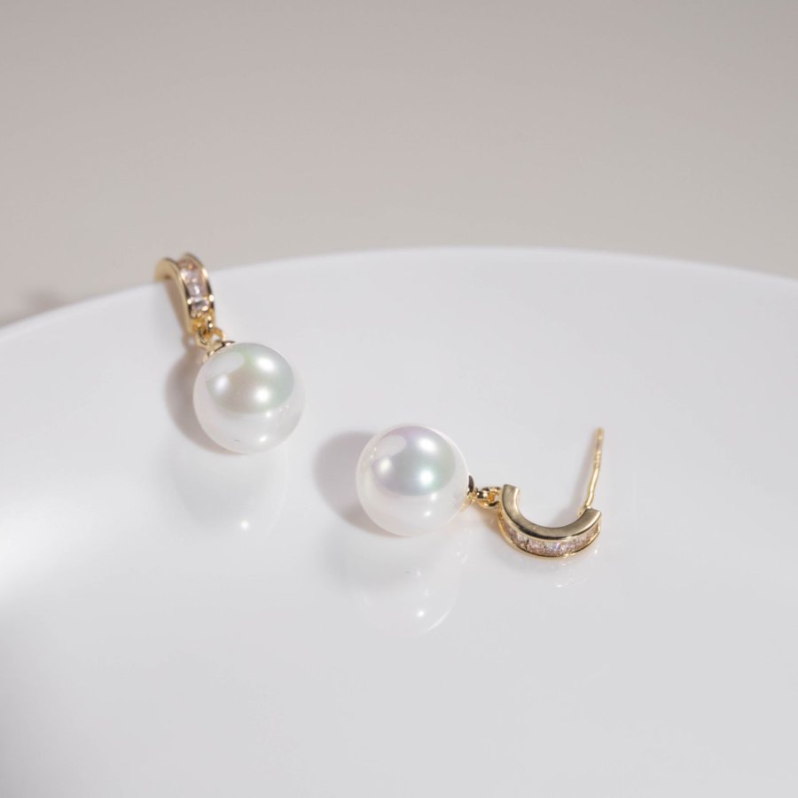 New copper-plated real gold S925 silver needle zircon pearl earrings, women's best-selling high-end stud earrings and earrings wholesale Specification drawing
