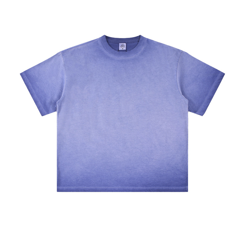 CKX Men's Wear 2025 New washed and aged fog short-sleeved T-shirt for couples, retro batik with a white round neck, trendy brand T-shirt Item Picture