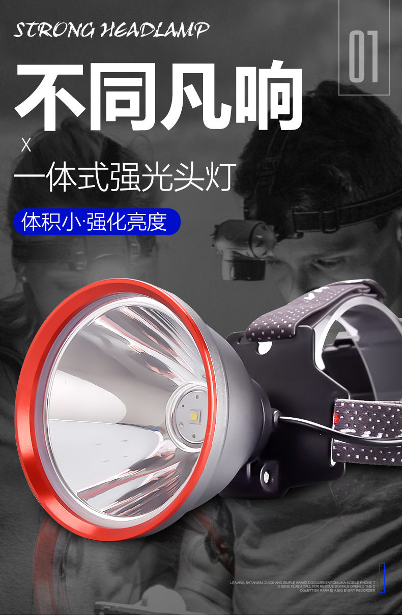 Cross-border high-intensity sensor headlamp, LED outdoor head-mounted miner's lamp, outdoor fishing, long-lasting waterproof headlamp, deep light Item Picture