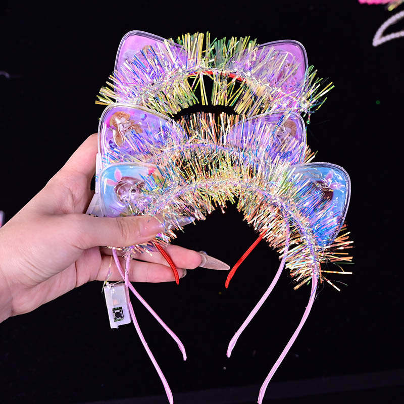 LED flashing sand headwear, kindergarten performance accessories, Valentine's Day street stall toys, glowing ear headbands