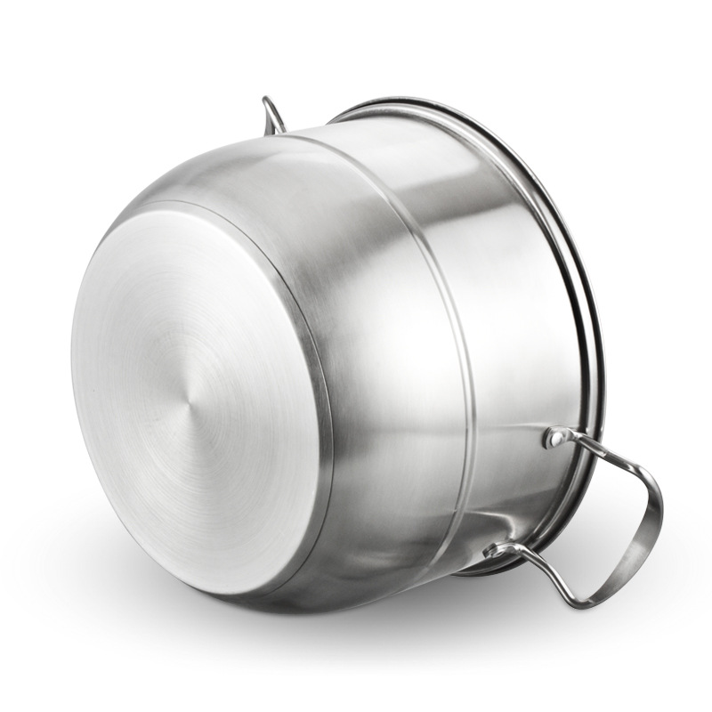 新款厨房用品韩式不锈钢蒸锅加厚复底三层蒸锅无涂层多用汤蒸锅白底实物图