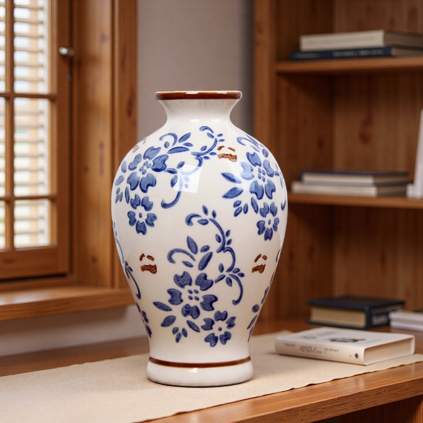 Nuevo chino chino medio azul y azul porcelana vintage pequeña botella cerámica arreglos florales decoración de sala de estar arreglos florales Application Scenario