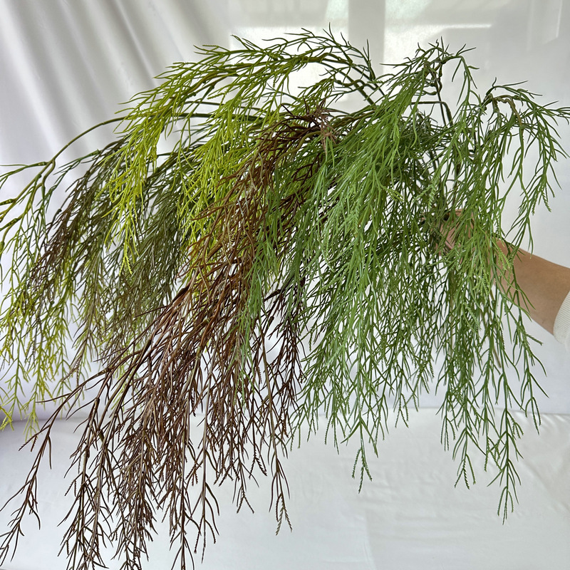 Long willow bud simulation plant, soft rubber willow leaf, indoor hanging green plant, ceiling decoration, photography prop, reed grass Specification image